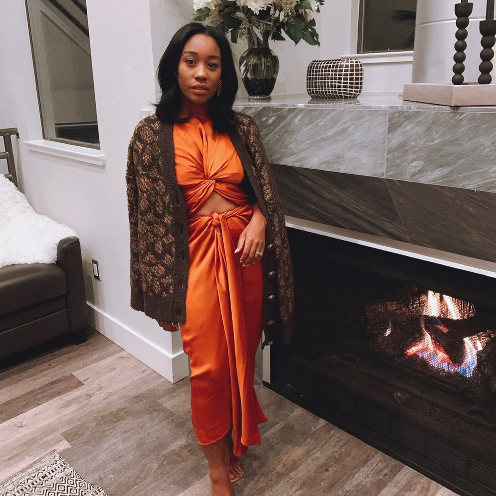 Andrea Iyamah waist tie midi dress - worn once